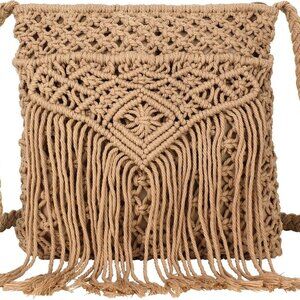 Women Small Cotton Crochet Cross-body Bag Bohemian Shoulder Bag Purse